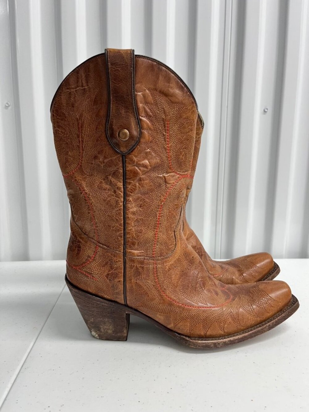CORRAL Mid Calf Brown Leather Cowboy Western Boots Size 9.5